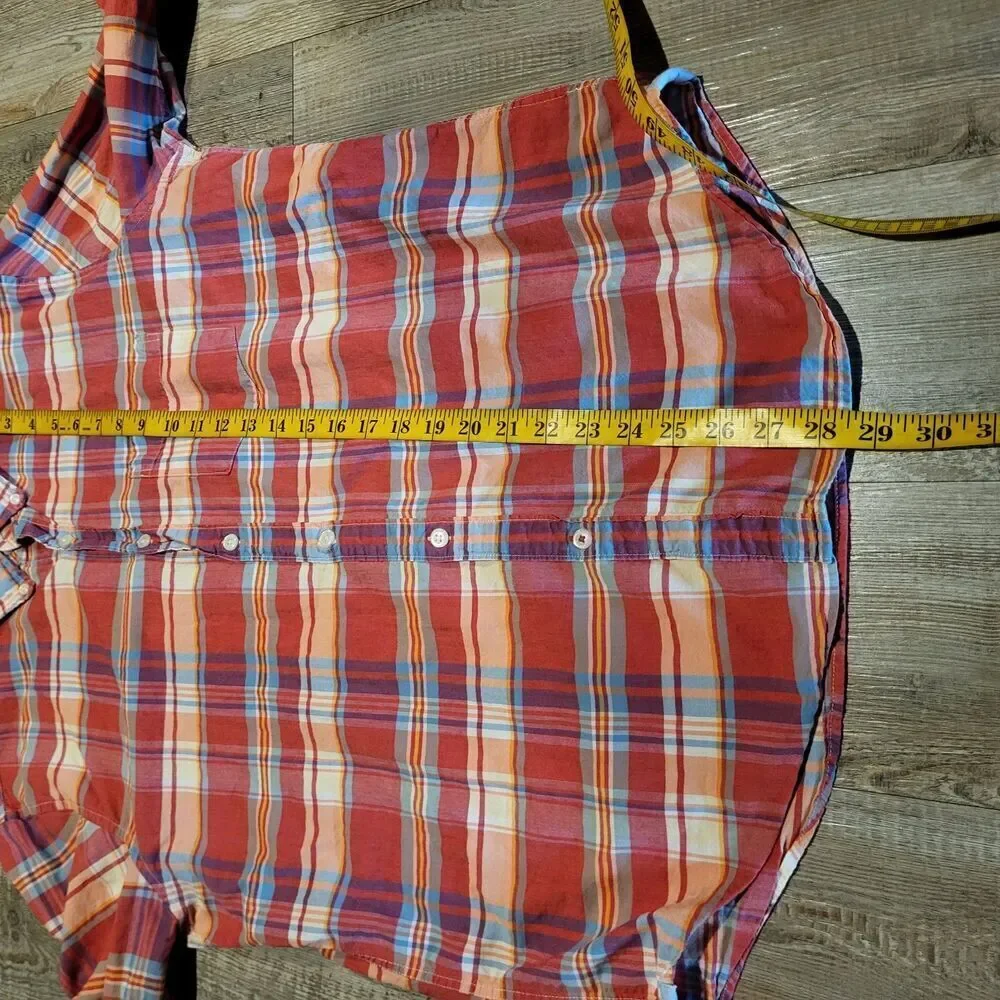 American Eagle Classic Fit Poplin Plaid Long Sleeve Button Up Shirt Men's Large